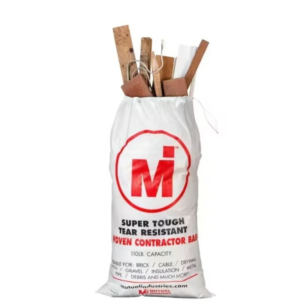 Contractor White Woven Reinforced Trash Bags with Drawstring Closure 20 Count